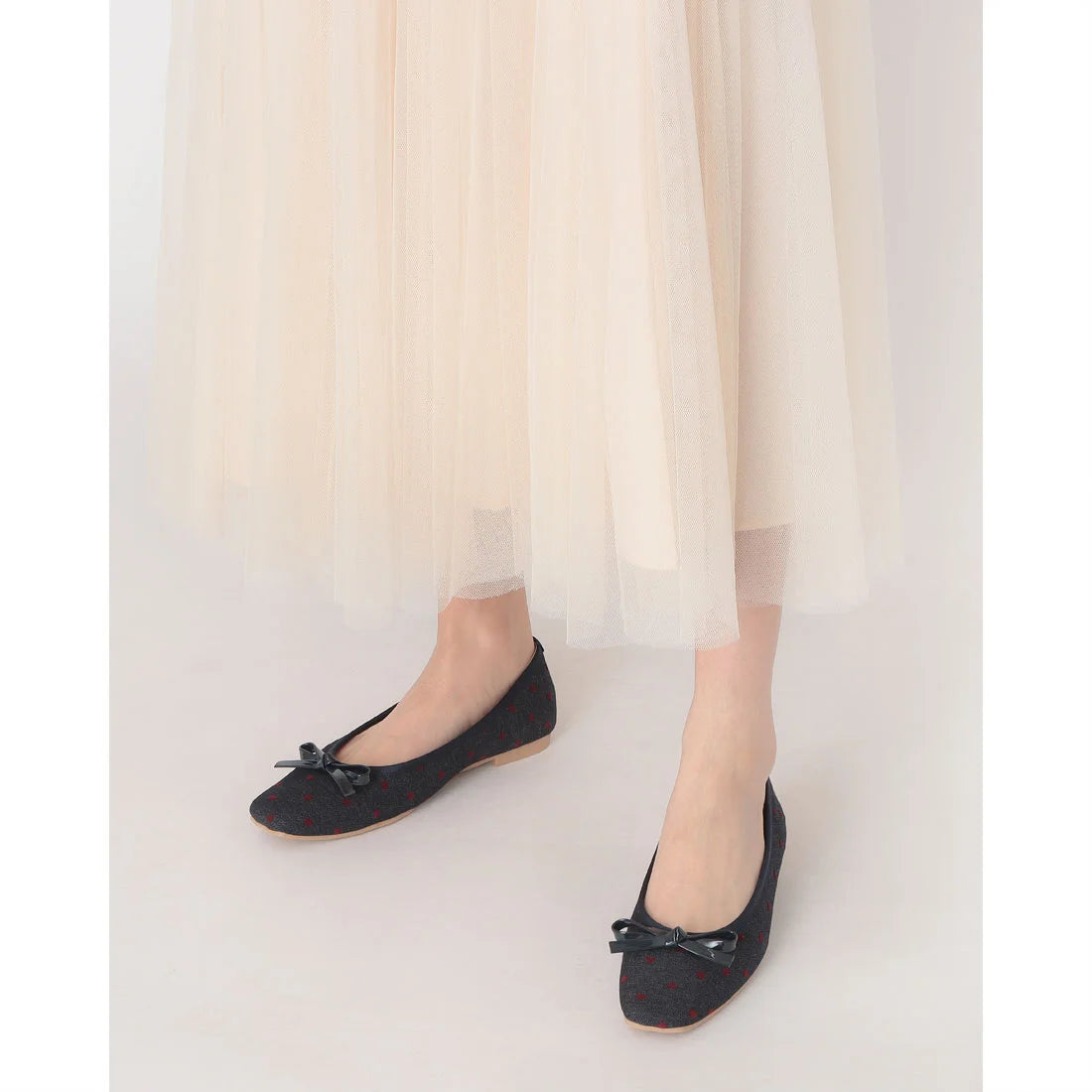 【新品預訂】日本製 Launa lea 方頭心形圖案芭蕾鞋 (B7611A) (深藍色 Z/C / Navy Z/C )