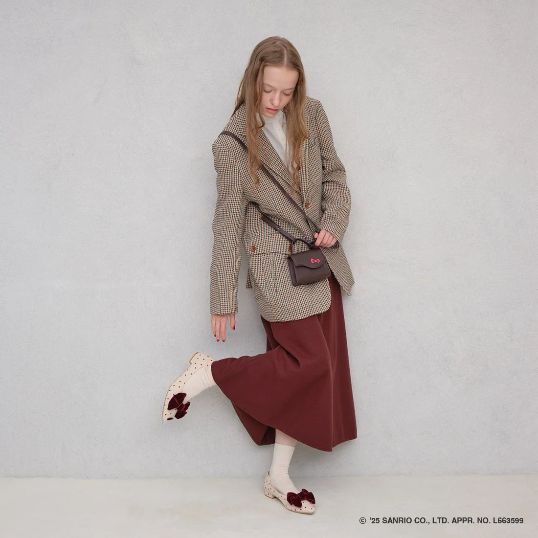 【限定品預訂】售完即止【HELLO KITTY × Launa lea 特別聯名】日本製蝴蝶結平底鞋 (460K)(紅色/Red Z/C)