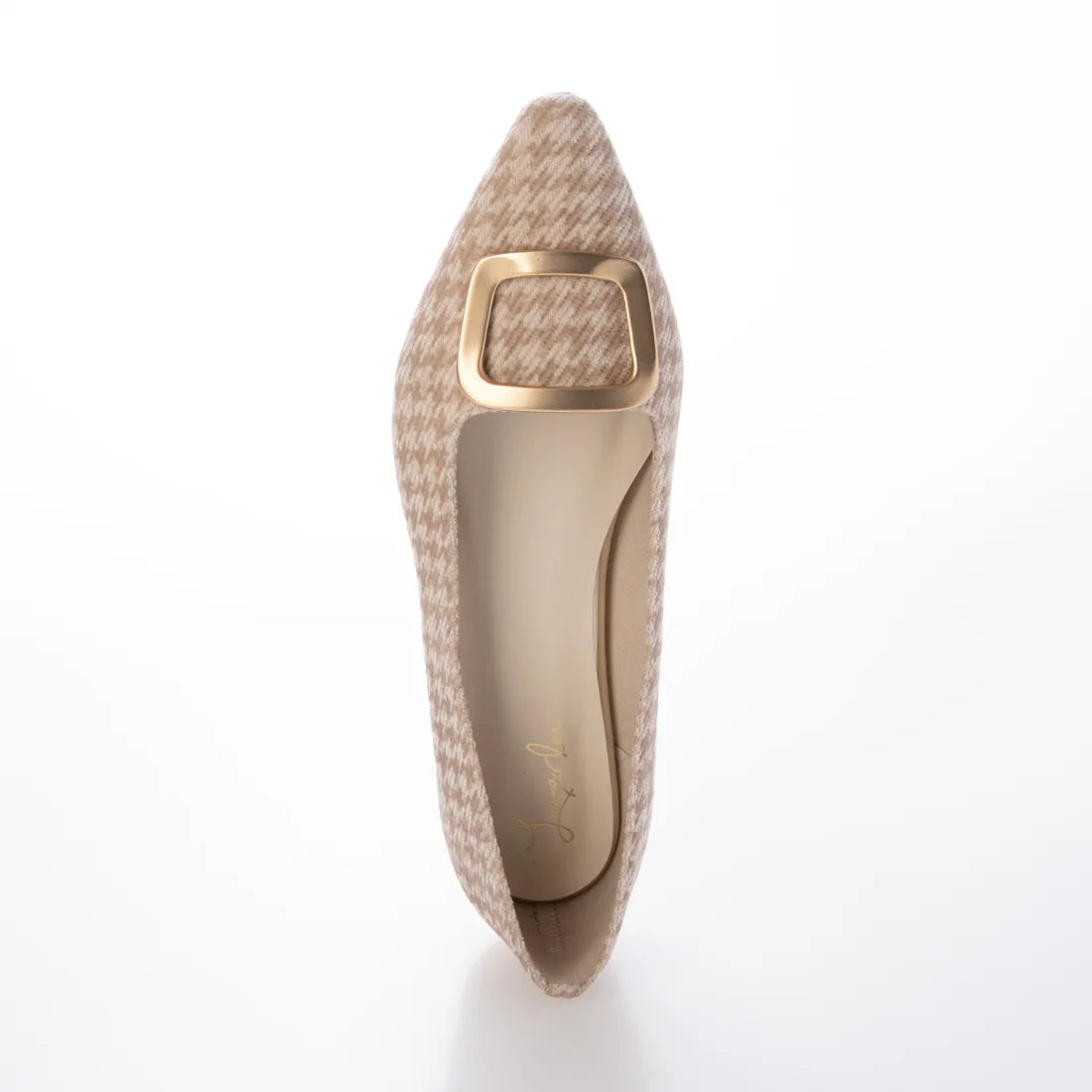 【新品預訂】日本製 Launa lea 金色方扣平底鞋 (576) (杏色 Z/C / Beige Z/C )
