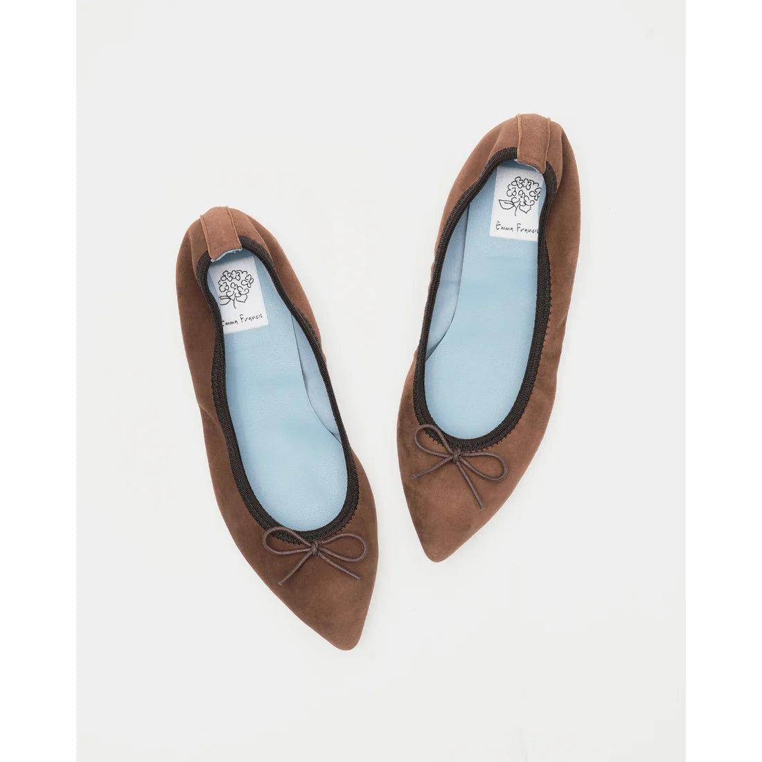 日本製【珍珠色調防水】Emma Francis 真皮 尖頭平底芭蕾舞鞋(01b-L S104)(Brown leather suede) （ブラウン レザースエード）