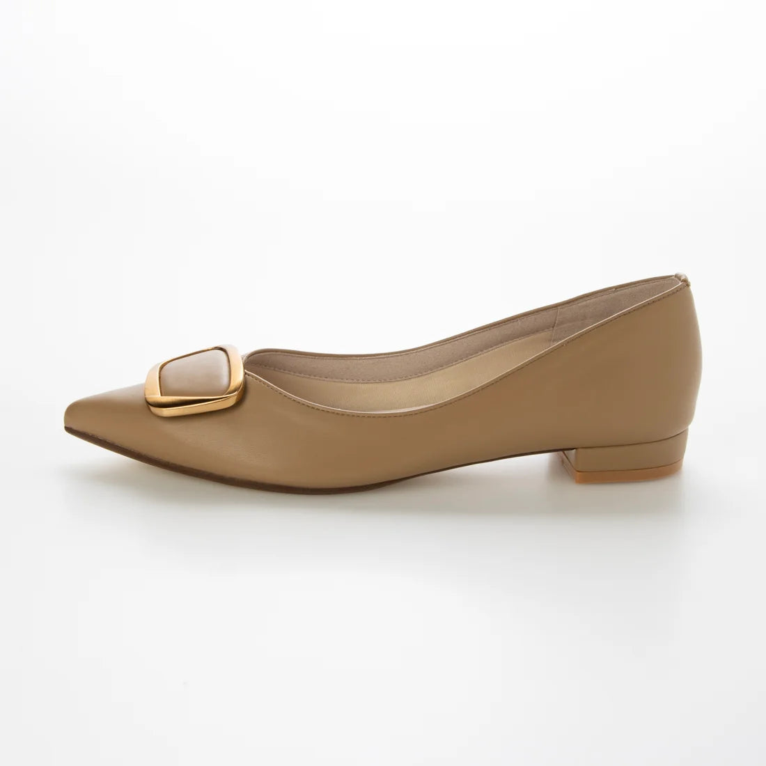 【新品預訂】日本製 Lauf Oletta [All Weather] 全天候 防水尖頭金扣平底鞋（LRH127 Beige) (杏色)