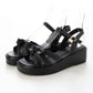 【新品預訂】日本製 Launa Lea 5cm踭蝴蝶結帶厚底涼鞋(629)(黑色/ Black)