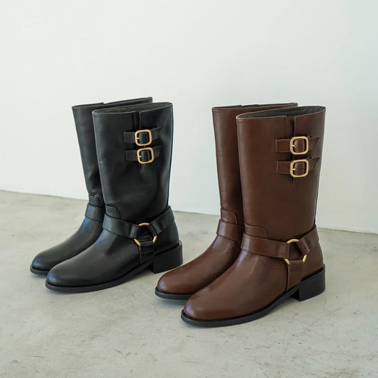 【新品現貨】 Launa Lea  3.5cm踭中長筒工程靴 (S148)(黑色 / Black)