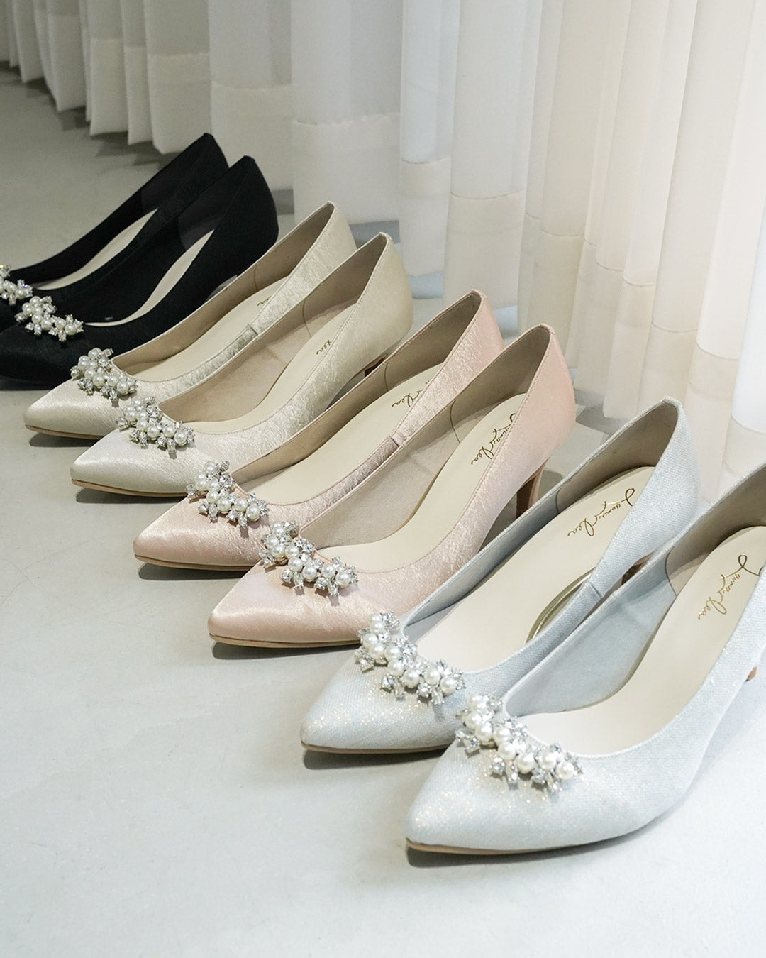 【新品預訂】日本製 Launa Lea 7cm踭珍珠水鑽高跟鞋 (619)( 淺藍色 Z/C / L Blue Z/C )