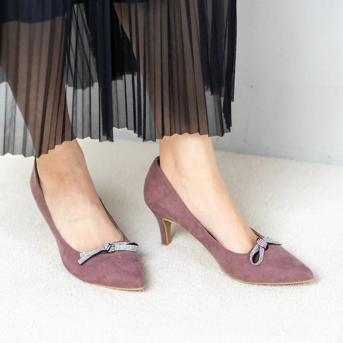日本製 Launa lea Bijou 絲帶尖頭高跟鞋 (0531) (Mauve S)