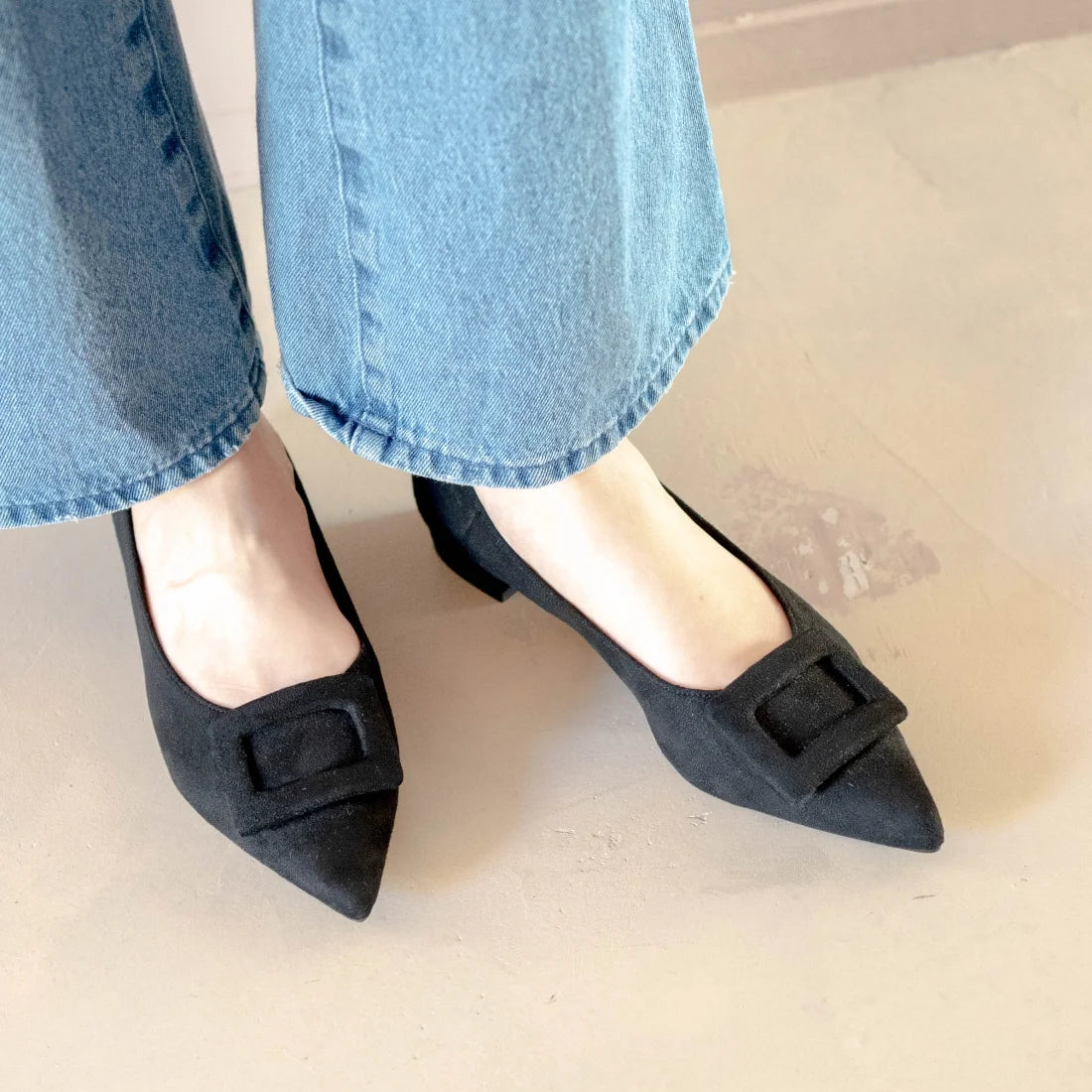 日本製 Launa lea 扣尖頭高跟鞋 (459A) (灰色 S / Grey S )