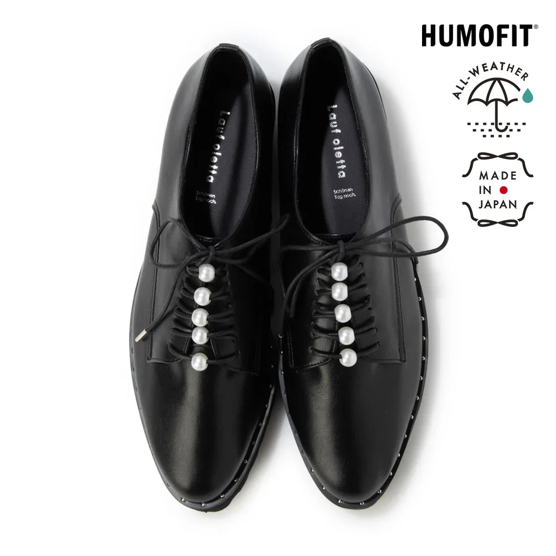 【新品預訂】日本製 Lauf Oletta [All Weather] 全天候防水輕盈珍珠繫帶鞋（LRH128 BLACK） (黑色)