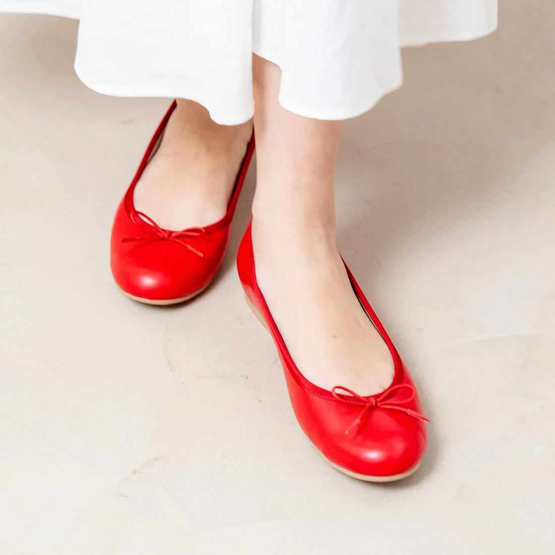 日本製 Launa lea 蝴蝶結圓頭啞面芭蕾晴雨鞋( RB1001A ) (紅色/red)