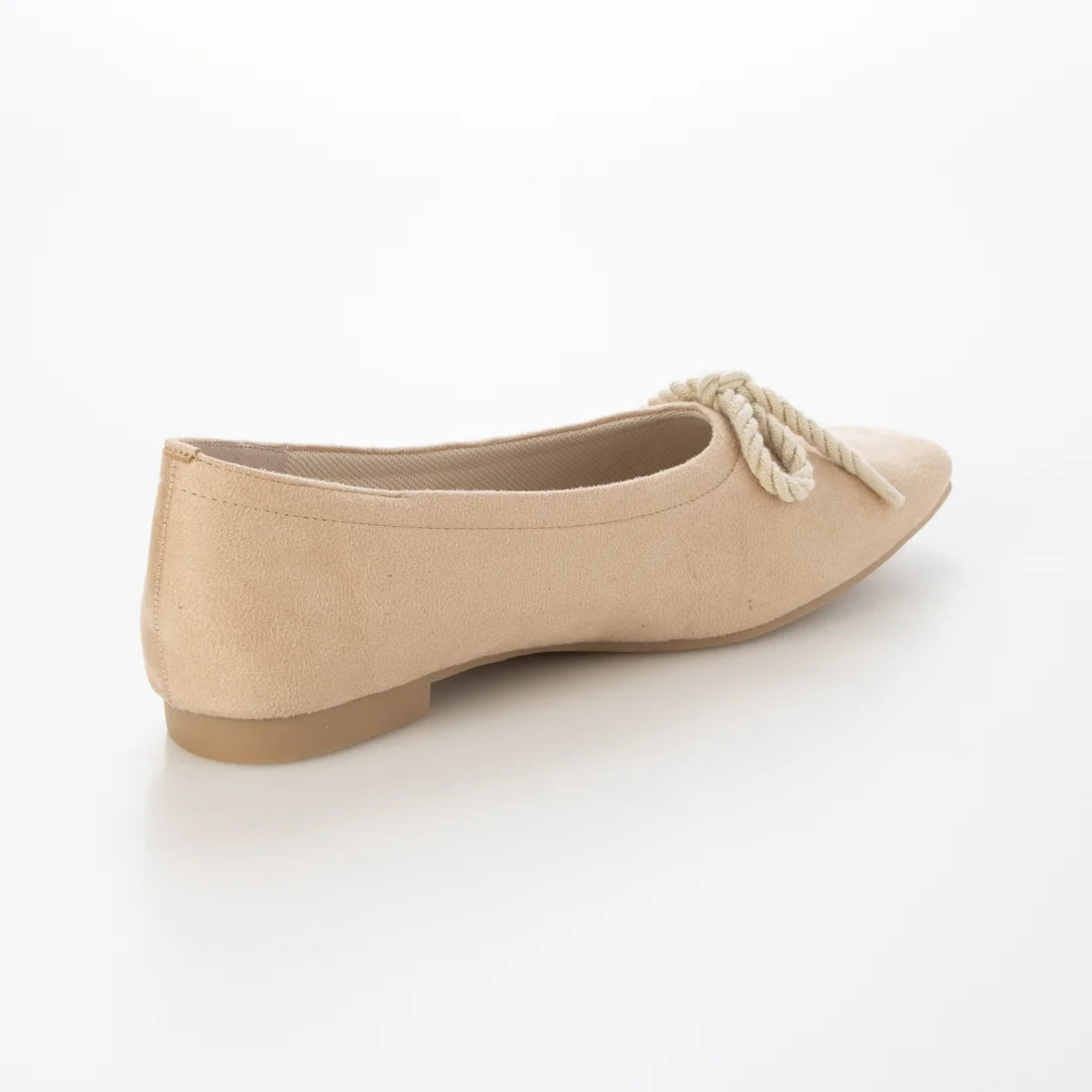 【新品預訂】日本製 Launa lea 繩蝴蝶結方頭絨毛芭蕾舞鞋 (B7102A）(淺杏色 S / L Beige S)