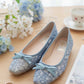 【香港限定】日本製 Launa lea 蕾絲方頭平底鞋 (BH7607A)(藍色 / Blue)