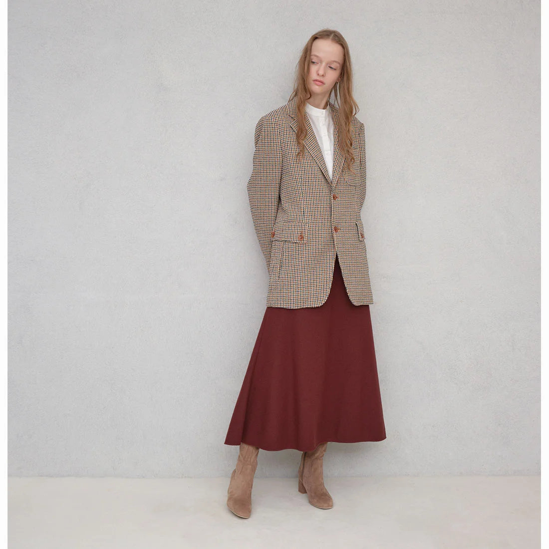 【新品預訂】Launa lea 方頭彈性長靴 (S140)（灰啡色S/ Griege S)