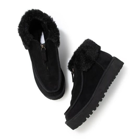 【新品現貨】Lauf Oletta 3.5cm厚底麂皮羊毛絨短靴(L131)(BLACK-S)