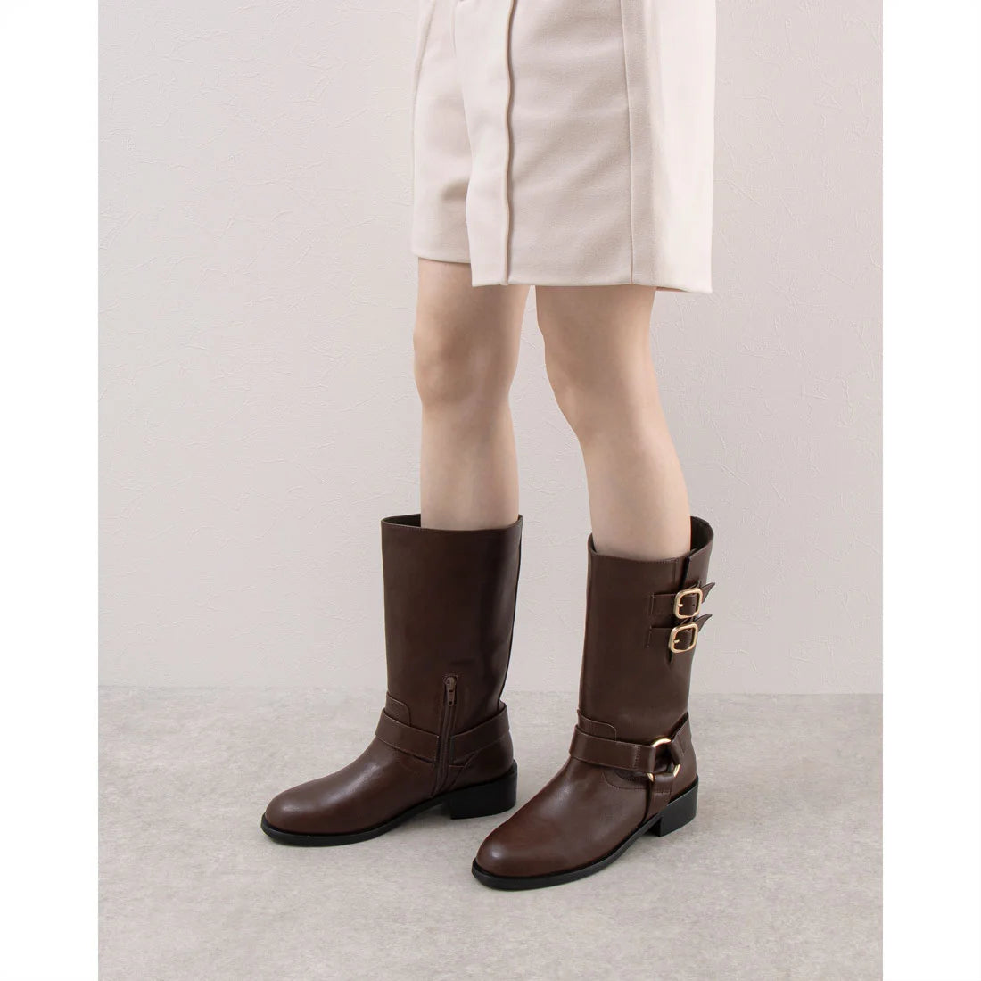 【新品現貨】 Launa Lea  3.5cm踭中長筒工程靴 (S148)(黑色 / Black)