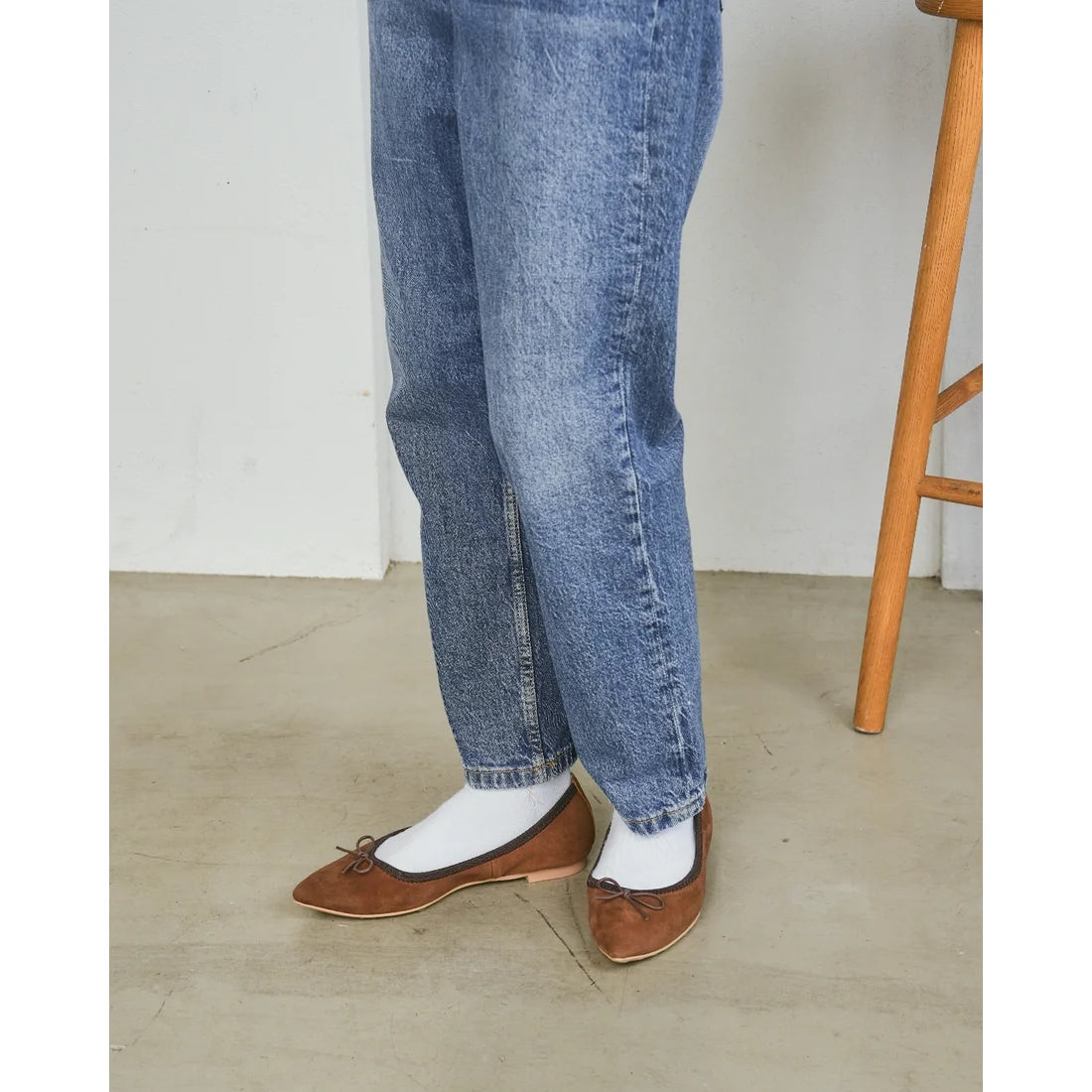 日本製【珍珠色調防水】Emma Francis 真皮 尖頭平底芭蕾舞鞋(01b-L S104)(Brown leather suede) （ブラウン レザースエード）