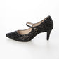 Launa lea 日本製 7cm Black Glitter 尖頭 Mary Jane 黑色高跟鞋 0575 Black