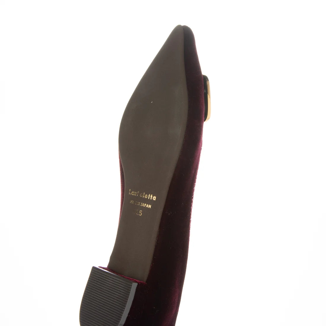【新品預訂】日本製 Lauf Oletta 絨毛尖頭金扣平底鞋 (LH127 BORDEAUX-Z) (酒紅色)