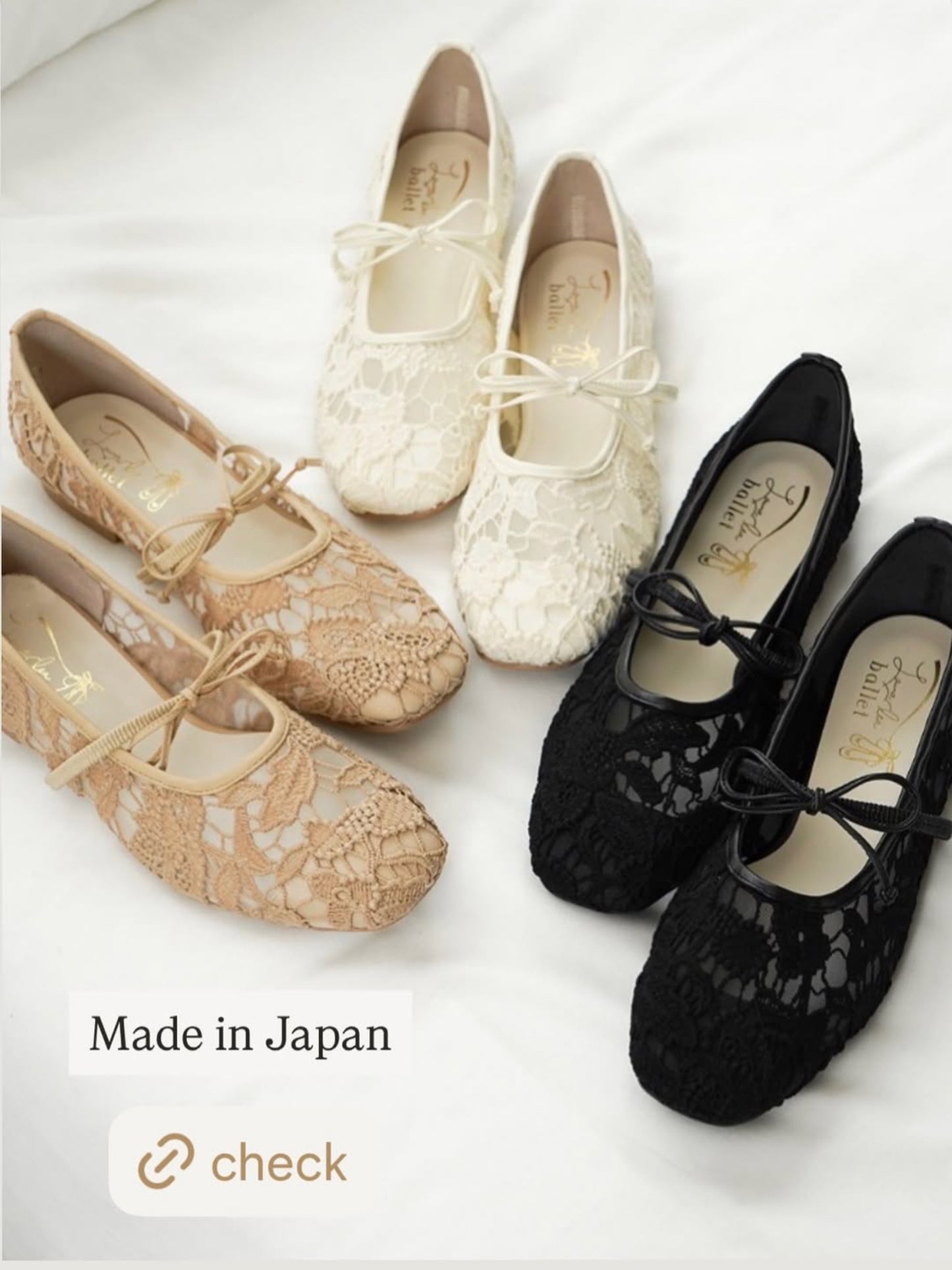 【新品預訂】日本製 Launa Lea 花卉蕾絲漁網芭蕾舞鞋 (B7612A)(黑色 / Black Z)