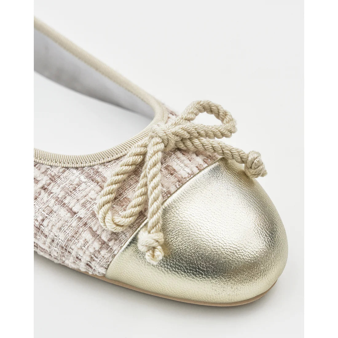 【新品預訂】日本製Emma Francis   粗花呢平底芭蕾舞鞋（淺杏色粗花呢）(06e-TWM 109)