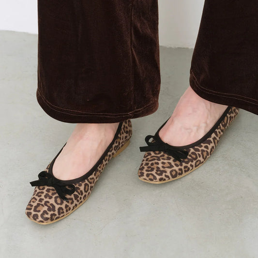 【新品預訂】日本製 Launa lea 方頭芭蕾鞋 ( B7101A ) (豹紋絨面/Leopard-S)