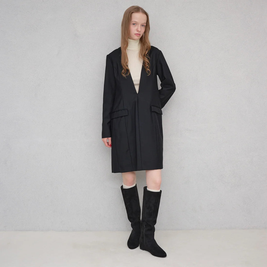 【新品現貨】Launa Lea 5cm內增高柔軟絨布長boot(S149)(黑色／Black S)