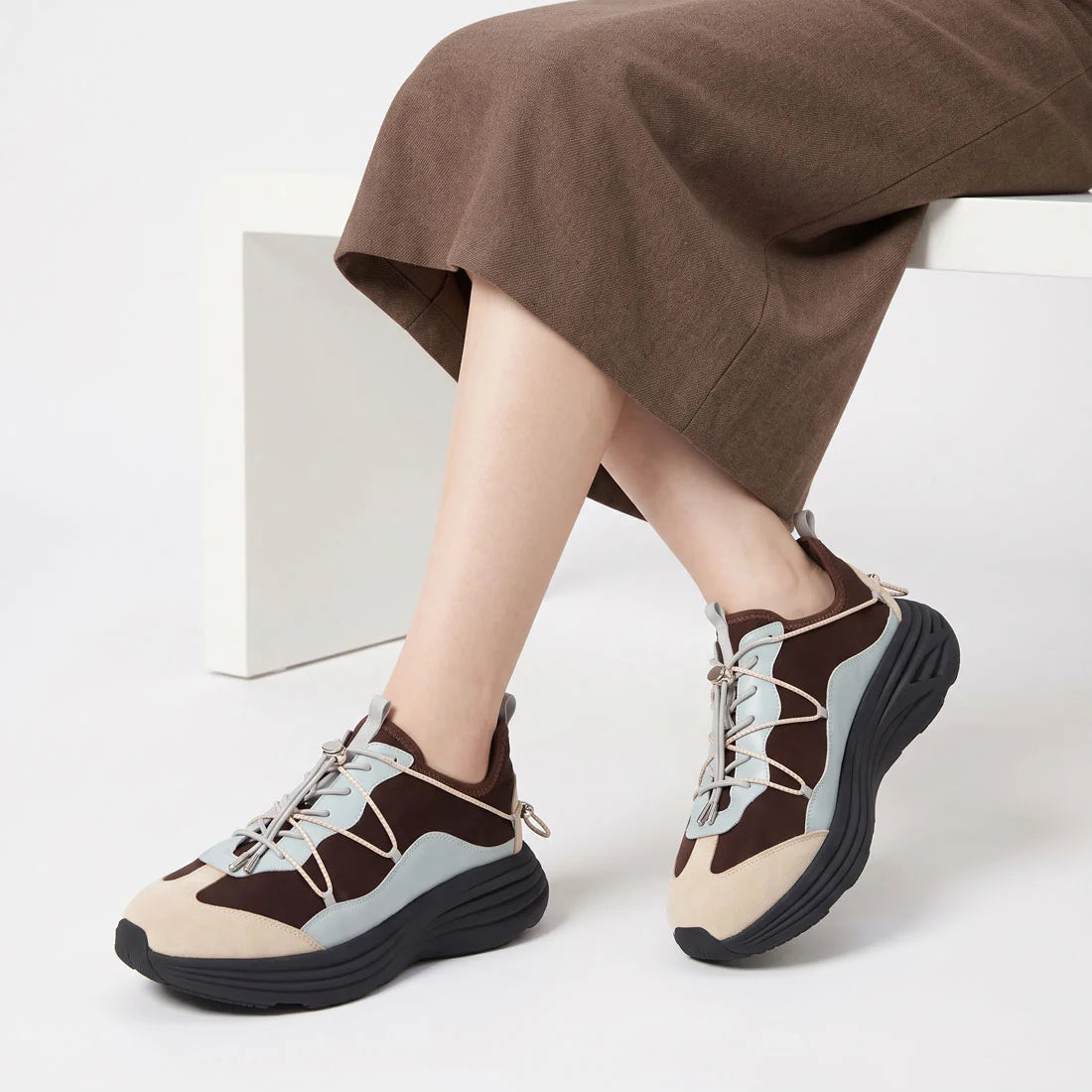 【新品預訂】日本 Lauf Oletta 4.5cm 厚底軟彈性運動鞋 (L155 D.Brown-Z/C)(深啡色)