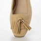 【新品預訂】日本製 Lauf Oletta 鑲邊流蘇設計的氣質平底鞋(LH120 Beige-S) (杏色)
