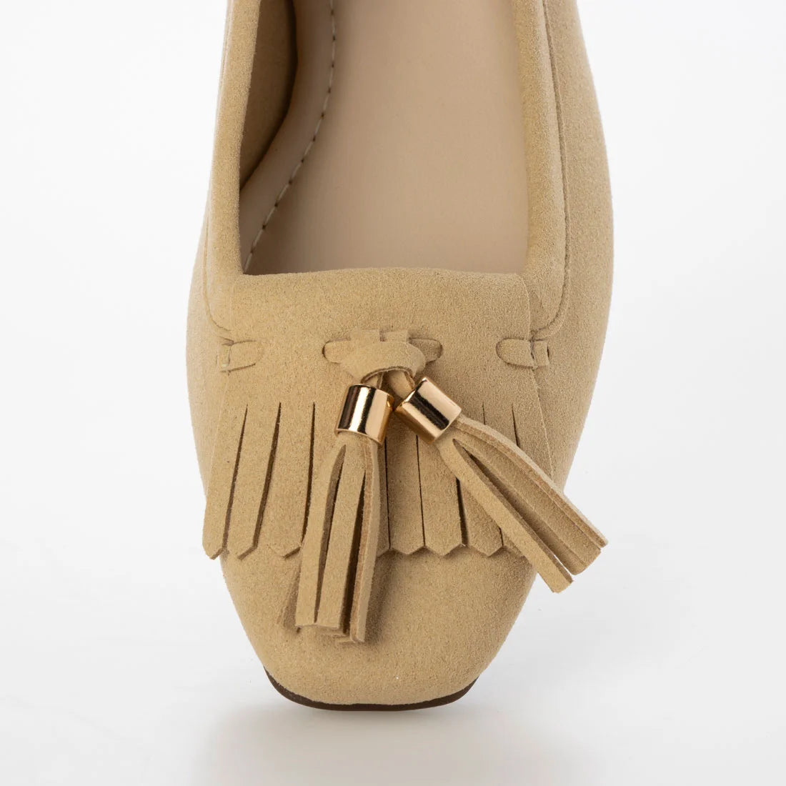 【新品預訂】日本製 Lauf Oletta 鑲邊流蘇設計的氣質平底鞋(LH120 Beige-S) (杏色)