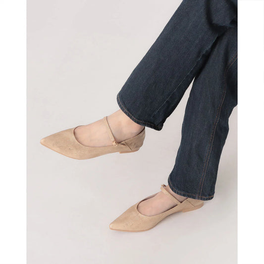 【新品預訂】日本製 Launa Lea 尖頭繫帶可踩跟平底鞋 (482C) (杏色Z / Beige Z)