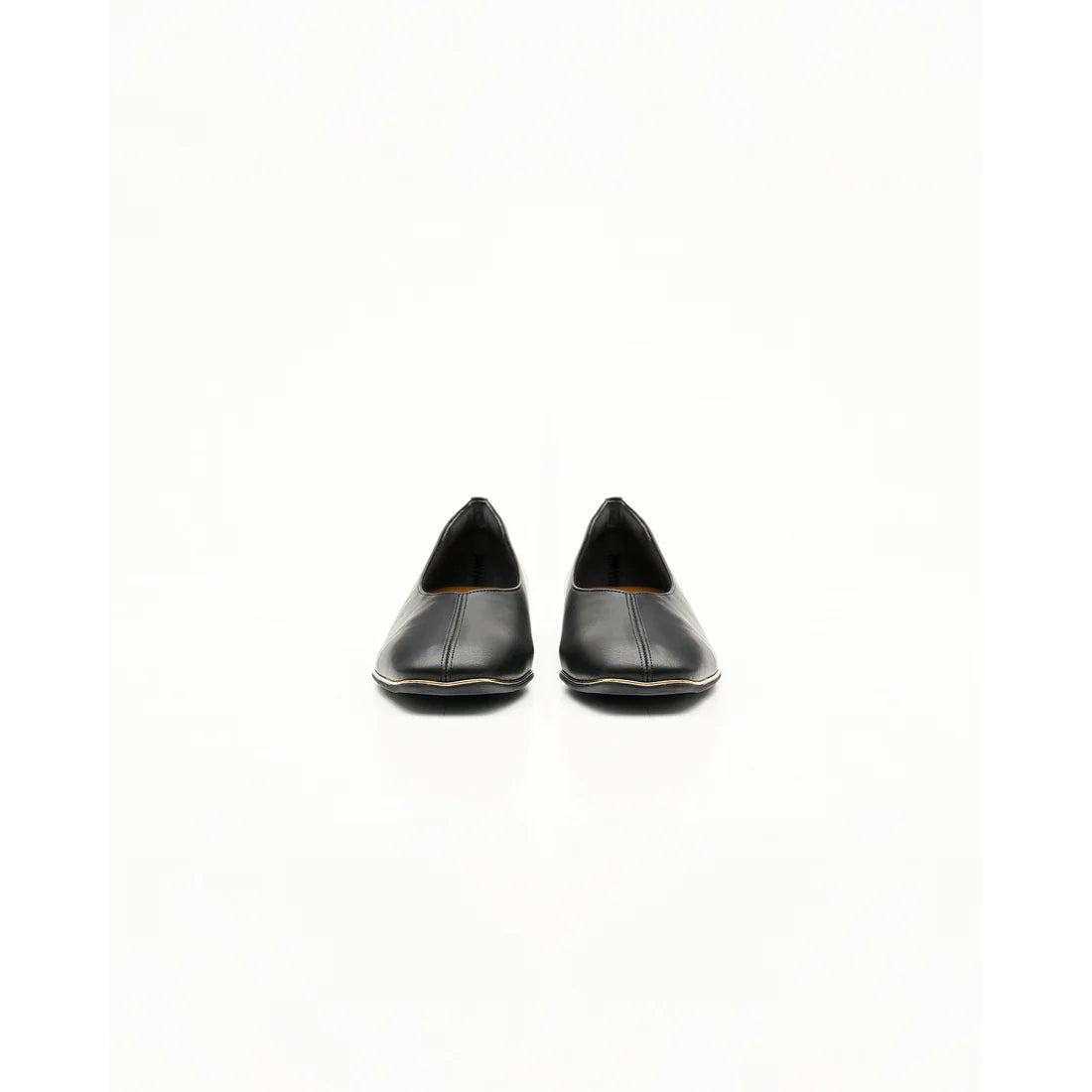 【新品預訂】日本製Emma Francis   V形中心接縫金線平底鞋（黑色光滑）(03aa-P 101) BLK