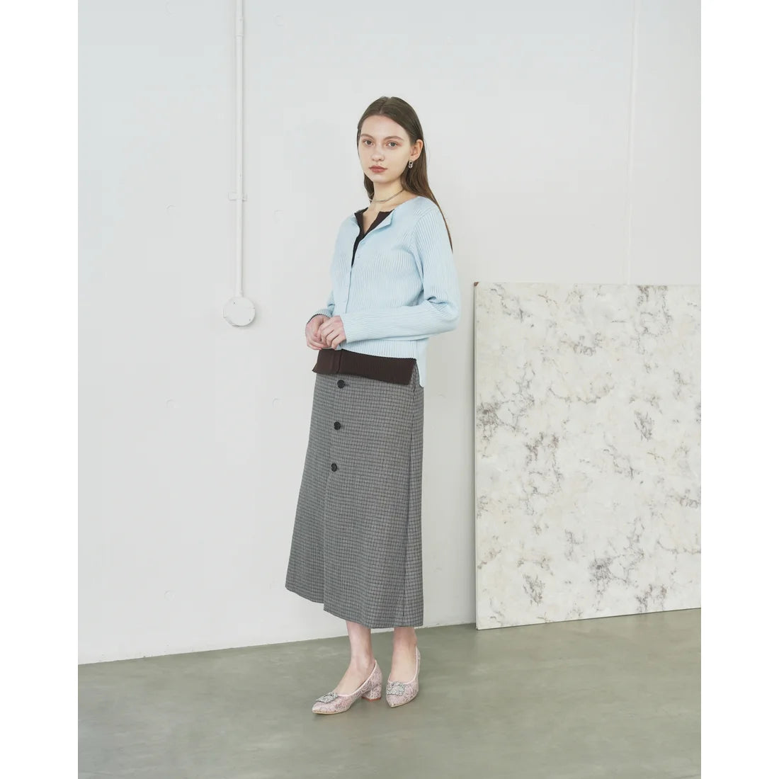 【新品預訂】日本製Emma Francis 4cm跟 寶石扣 薄紗蕾絲高跟鞋 (粉色薄紗 ) ( 4003b-T 144 )