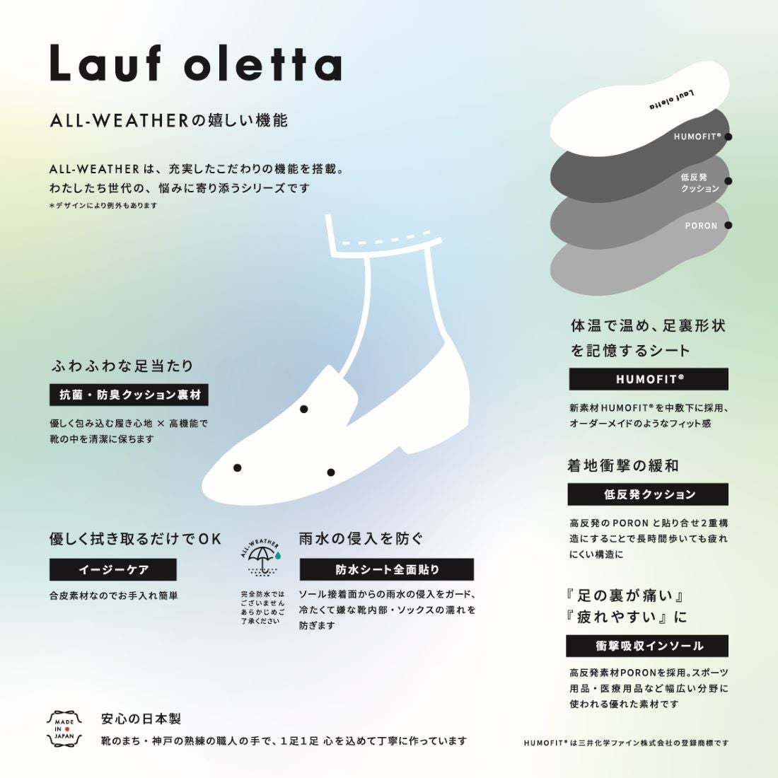 日本製 Lauf Oletta [All Weather] 全天候柔軟巴布什樂福鞋 (LRH107 IVORY) (象牙色)
