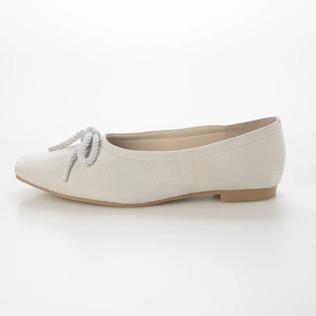 【新品預訂】日本製 Launa lea 繩蝴蝶結方頭絨毛芭蕾舞鞋（B7102A）(淺灰色 S / L Grey S)