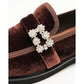 【新品預訂】日本製Emma Francis 側面帶寶石的樂福鞋 (2002h V105)（棕色天鵝絨）