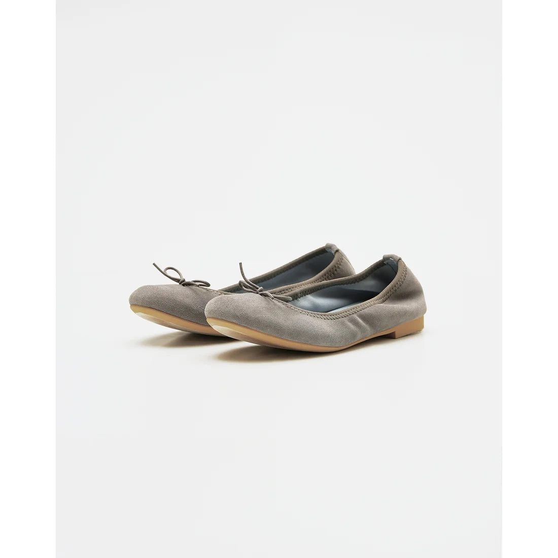 日本製【珍珠色調防水】Emma Francis 真皮 圓頭平底芭蕾舞鞋(02b-L S154)(Dark gray leather suede)（ダークグレー レザースエード）