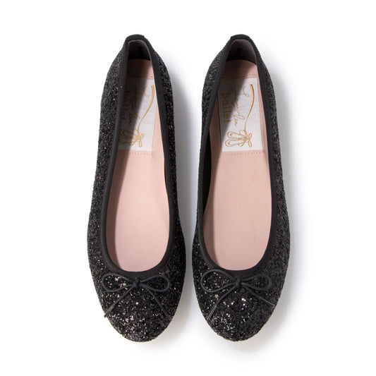 日本製 Launa lea 閃耀亮片圓頭芭蕾鞋 ( B1601A ) (黑色/Black)
