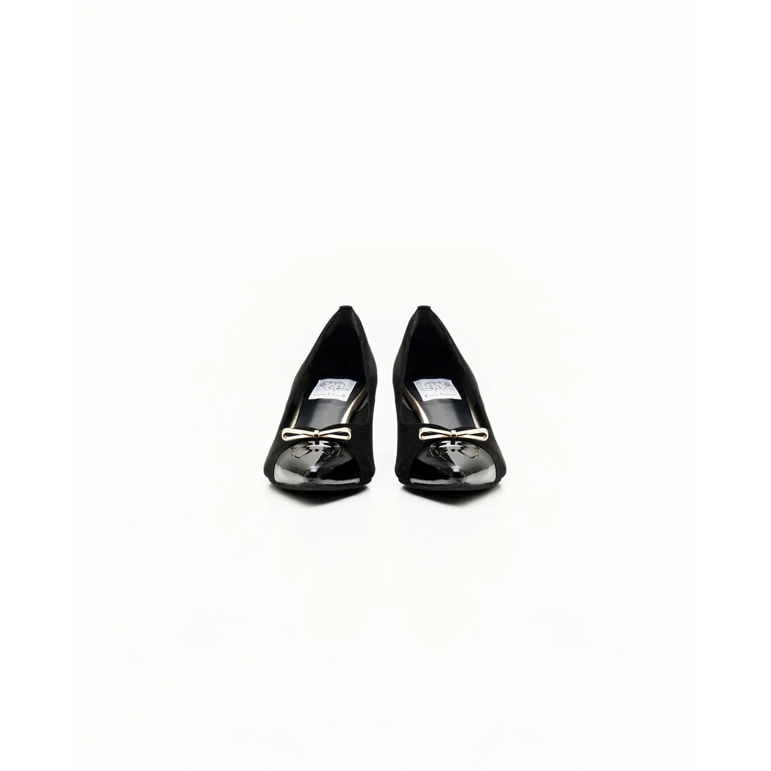 【新品】日本製Emma Francis   金色蝴蝶結 5cm 高跟鞋（黑色 絨面革）(5001b-S 101) BLK