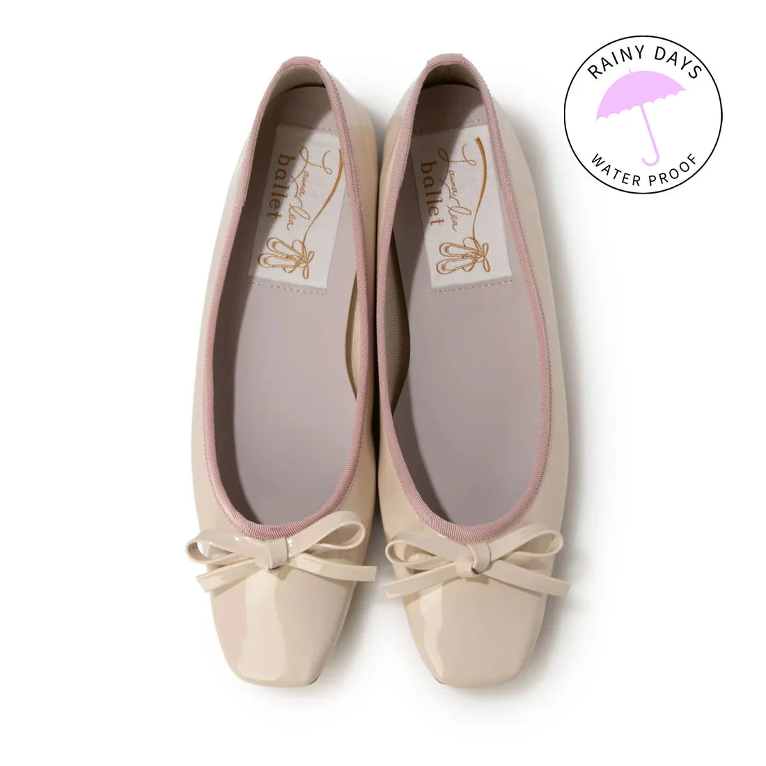 【新品預訂】日本製 Launa lea Rainyday 防水方頭芭蕾鞋 (RB7403A)(淺粉 E / L Pink E )