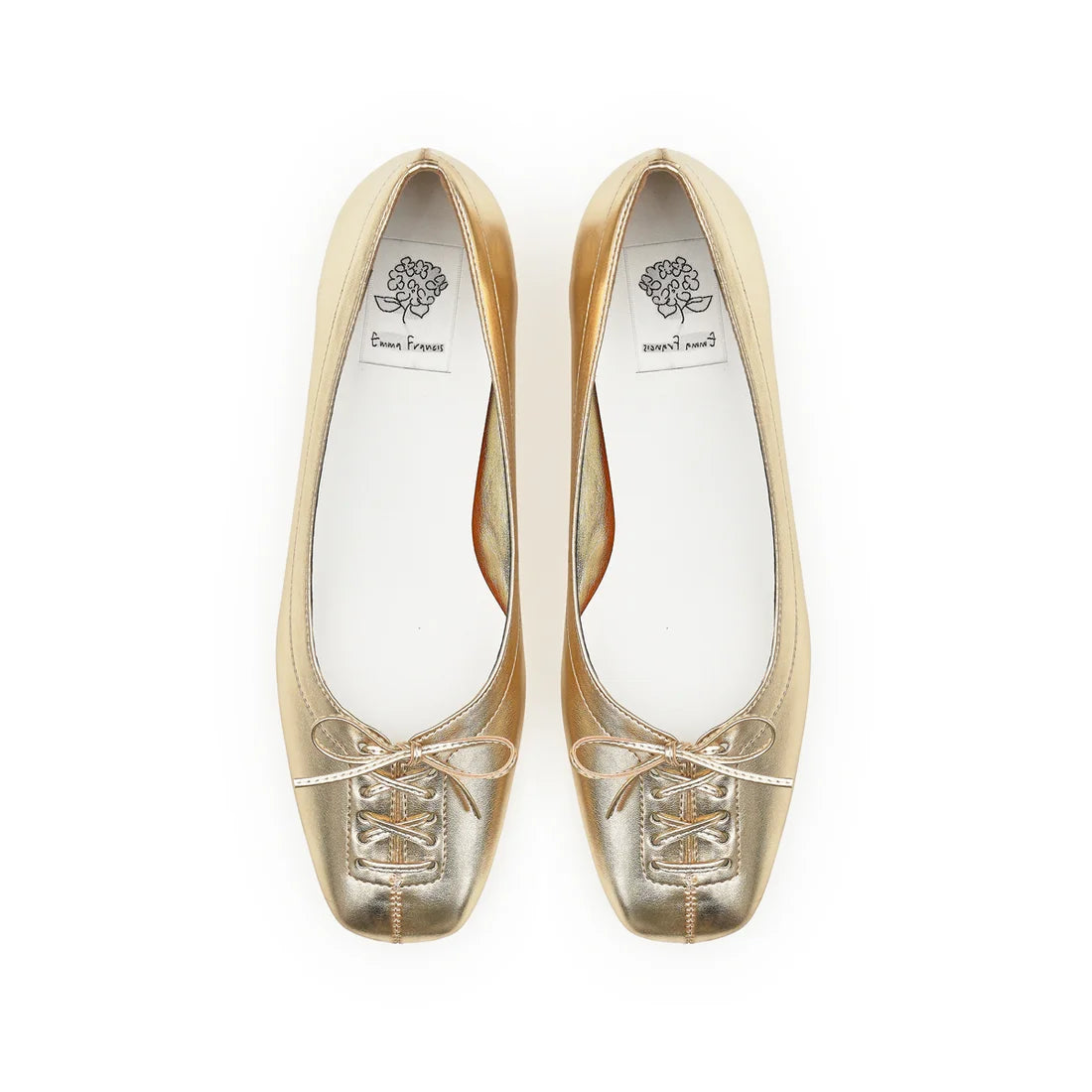 【新品預訂】日本製Emma Francis  綁帶蝴蝶結平底鞋（金色）(03ab-M 165)