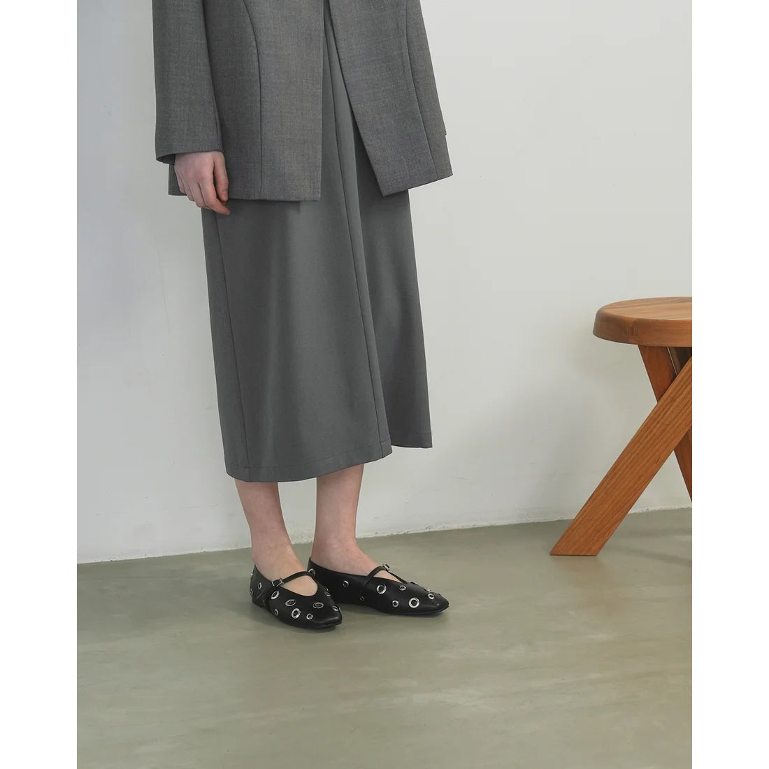 【新品預訂】日本製Emma Francis   眼扣綁帶瑪麗珍鞋（黑色光滑）( 03ad-P 101 ) BLK