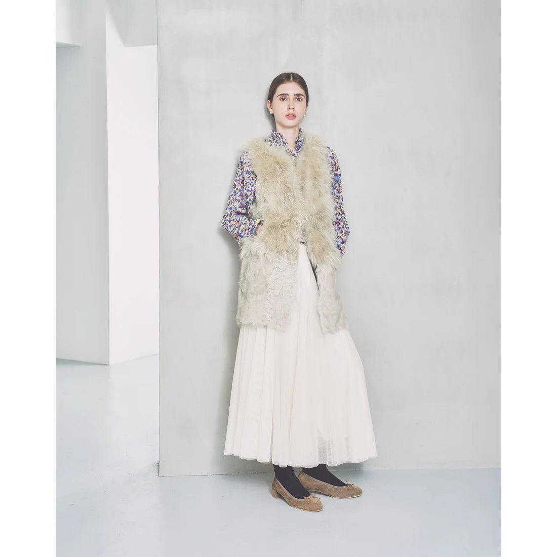 【新品預訂】日本製Emma Francis 真皮防潑水3cm踭絨面芭蕾舞鞋（炭灰色）(3001c-L S155) Charcoal Grey