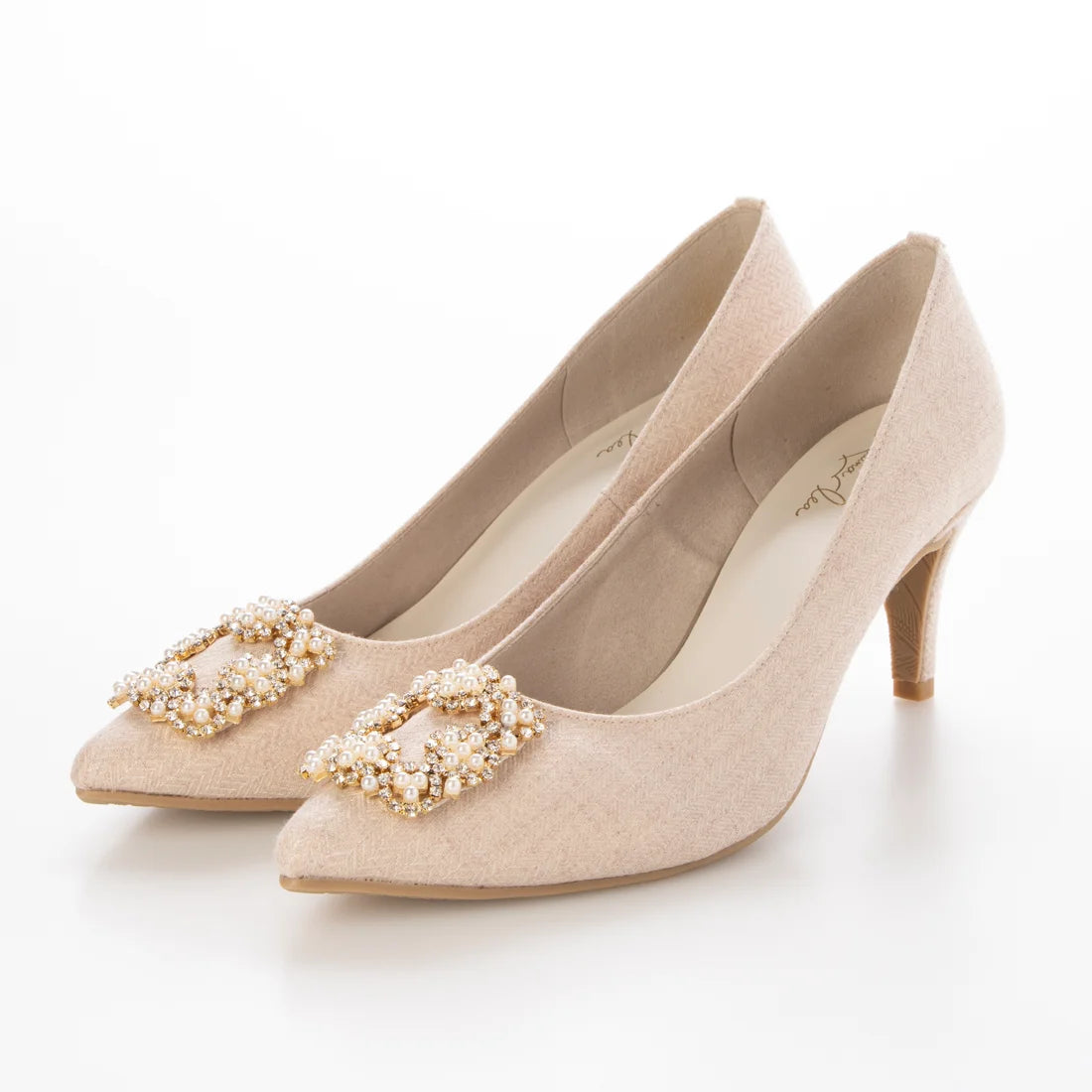 【新品預訂】日本製 Launa Lea 寶石尖頭高跟鞋 (484A) (粉杏色 Z / Pink Beige Z)