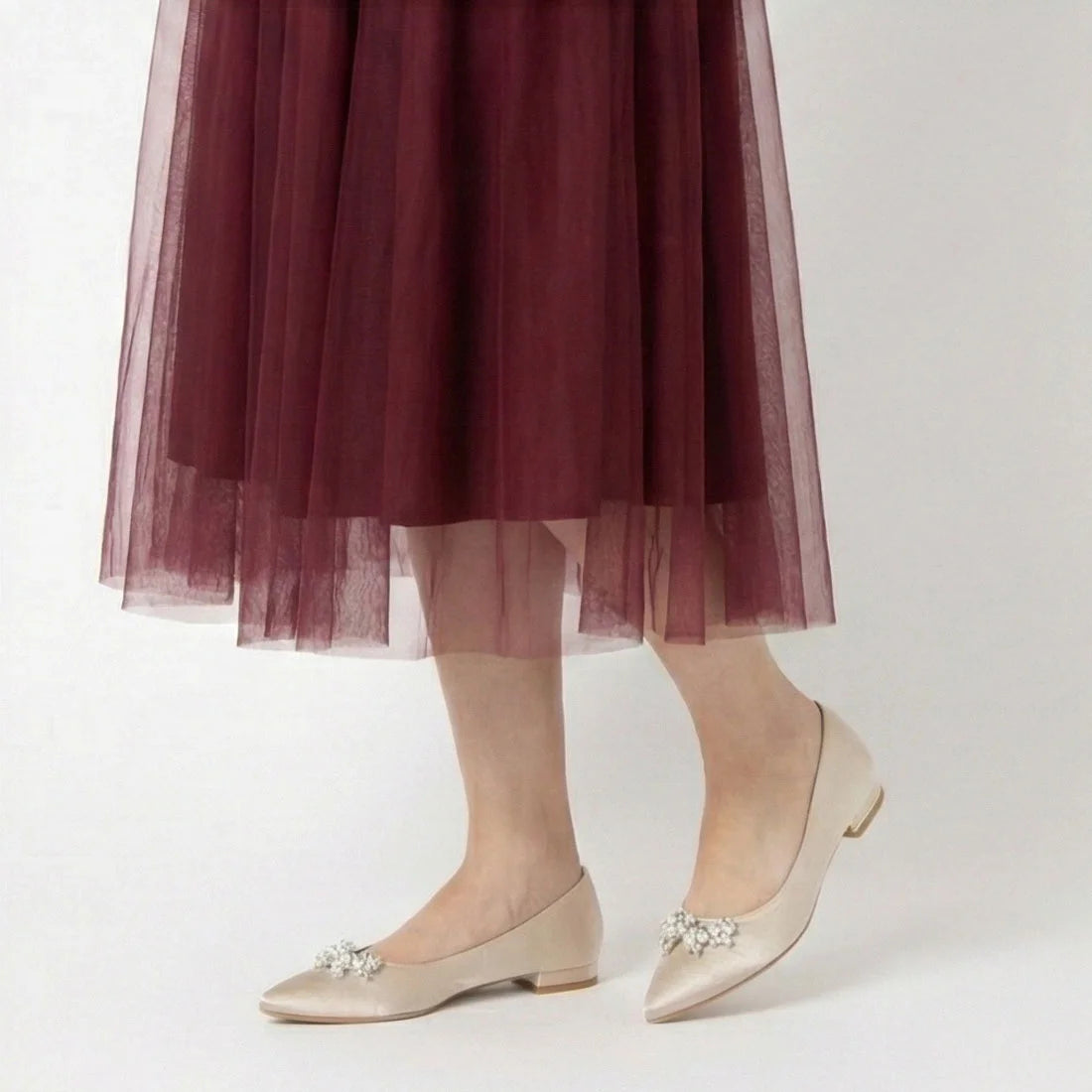 【新品預訂】日本製 Launa Lea 珍珠水鑽平底鞋（618）(粉杏色 Z / PK Beige Z)