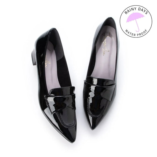 【新品預訂】日本製 Launa lea [雨天應對] 3.5cm粗跟抗水樂福鞋 (R9009) Black E