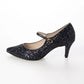 Launa lea 日本製 7cm Glitter 尖頭 Mary Jane 深藍色高跟鞋 575 navy