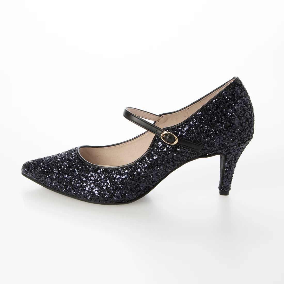 Launa lea 日本製 7cm Glitter 尖頭 Mary Jane 深藍色高跟鞋 575 navy