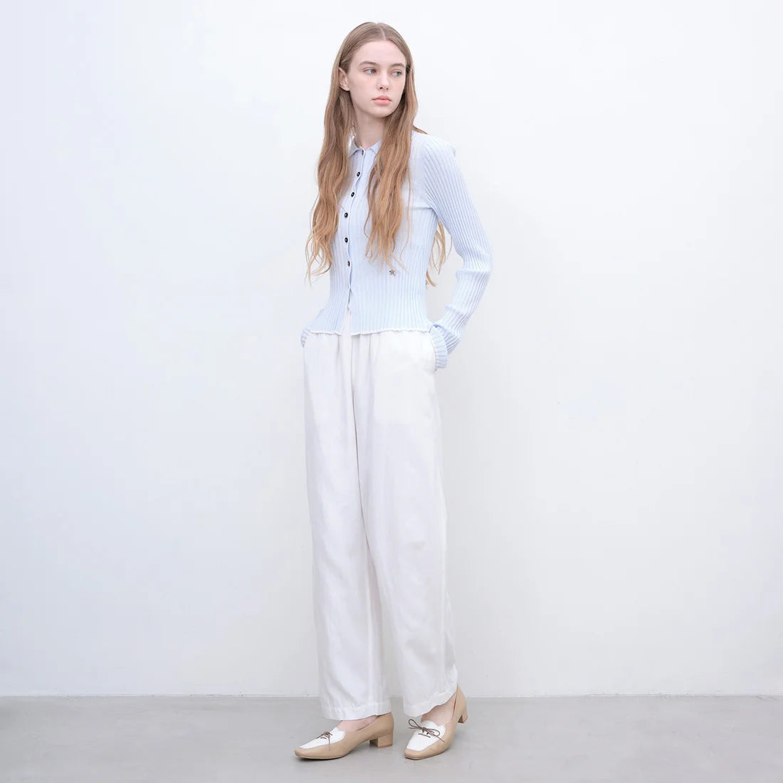 【新品預訂】日本製 Launa lea 方頭3cm踭 雙色繫帶樂福鞋 (616) (杏色/C / Beige/C)