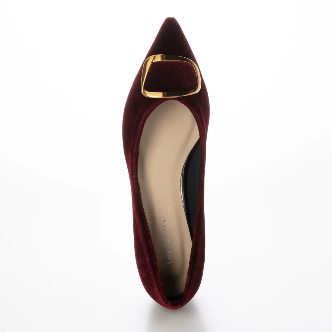 【新品預訂】日本製 Lauf Oletta 絨毛尖頭金扣平底鞋 (LH127 BORDEAUX-Z) (酒紅色)