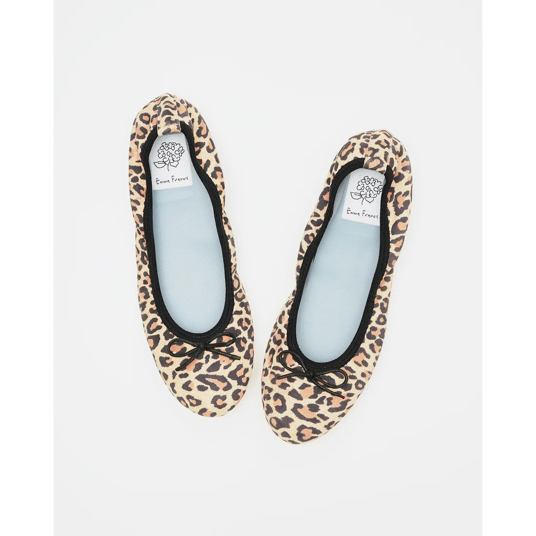 日本製【珍珠色調防水】Emma Francis 真皮 圓頭平底芭蕾舞鞋(02b-L S328)(Leopard pattern leather suede)（レオパード柄 レザースエード）