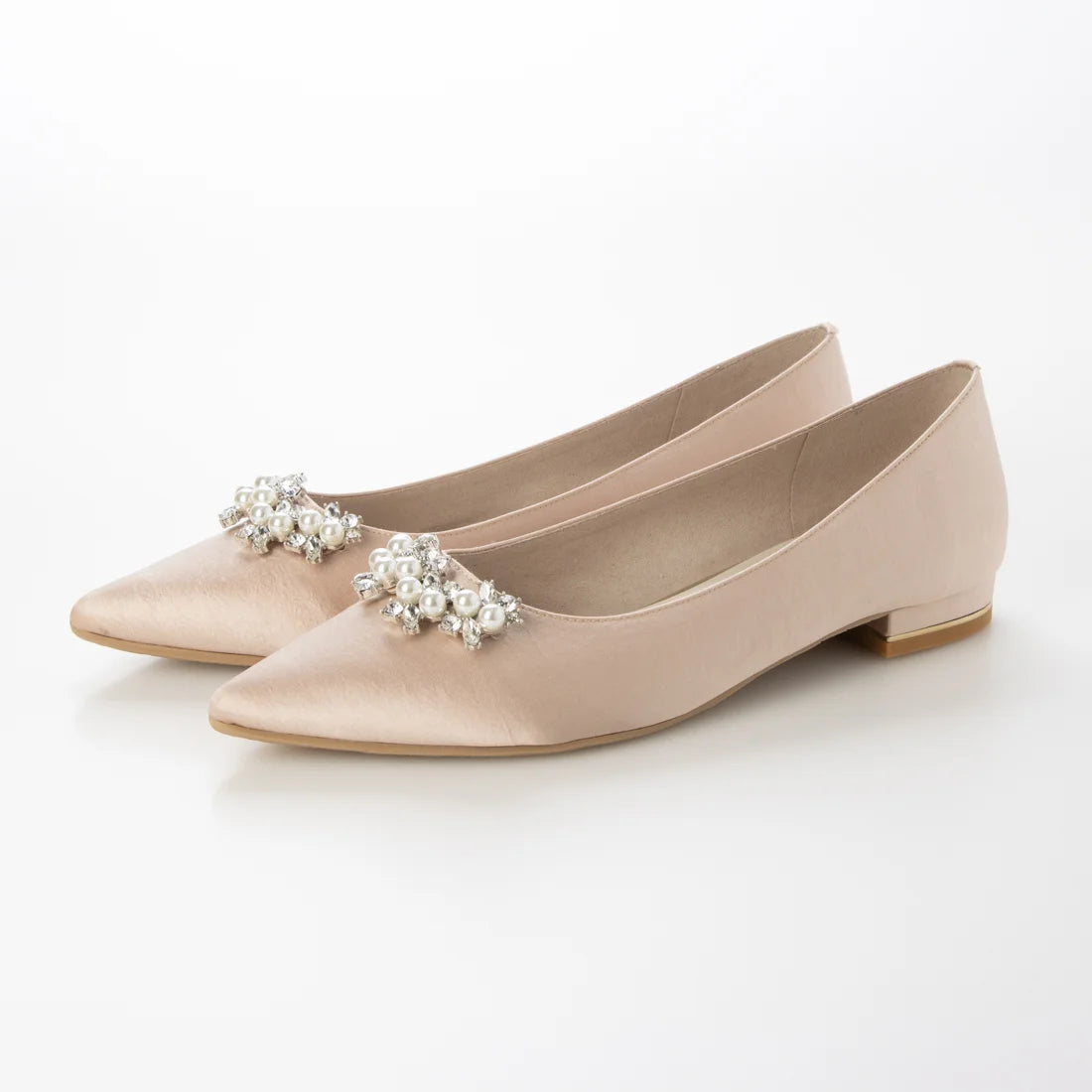 【新品預訂】日本製 Launa Lea 珍珠水鑽平底鞋（618）(粉杏色 Z / PK Beige Z)