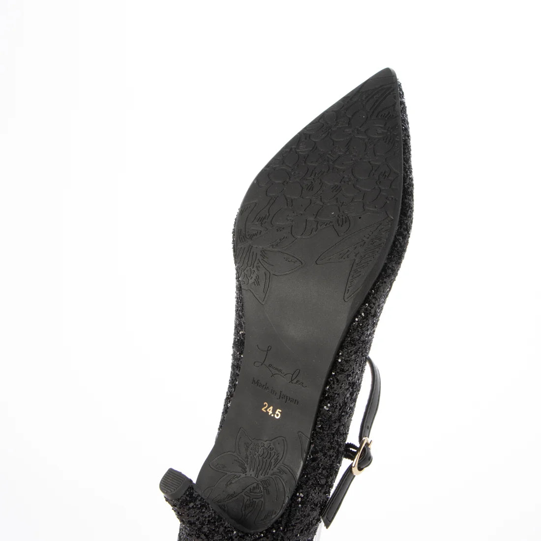 Launa lea 日本製 7cm Black Glitter 尖頭 Mary Jane 黑色高跟鞋 0575 Black